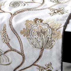 Creamy Blooms - Ivory Cotton Decorative Table Runners