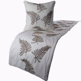 Linen White Decorative Bed Runner and Pillow Cover - Fern Blossom
