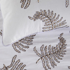 Fern Blossom - Linen White Decorative Bed Runner and Pillow Cover