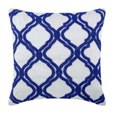 Lattice Blue & White Beaded Decorative Euro Sham
