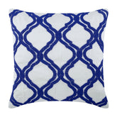 Lattice Blue & White Beaded Throw Pillow Cover