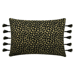Blue Cotton Lumbar Pillow Cover, Leopard Gold