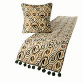 Velvet Beige Decorative Bed Runner and Pillow Cover - Hex Element