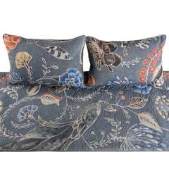 Peacock Willow - Linen Blue Decorative Bed Runner and Pillow Cover