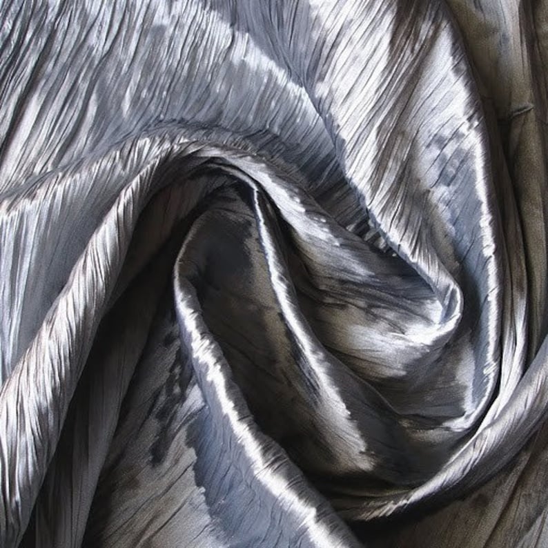 Silver Gray (Crushed) Art Silk / Faux Silk Fabric By The Yard
