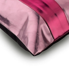 Alternating Pink - Pink Faux Leather Decorative Euro Sham