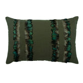 Olive Green Linen Lumbar Pillow Cover, Peacock Masquerade