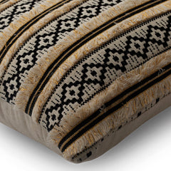 Moroccan Dream - Black &Beige Cotton Lumbar Pillow Cover