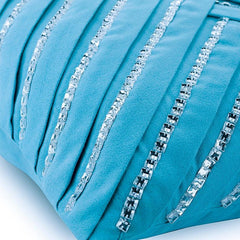 Aqua Crystal Greetings - Turquoise Blue Suede Decorative Euro Sham