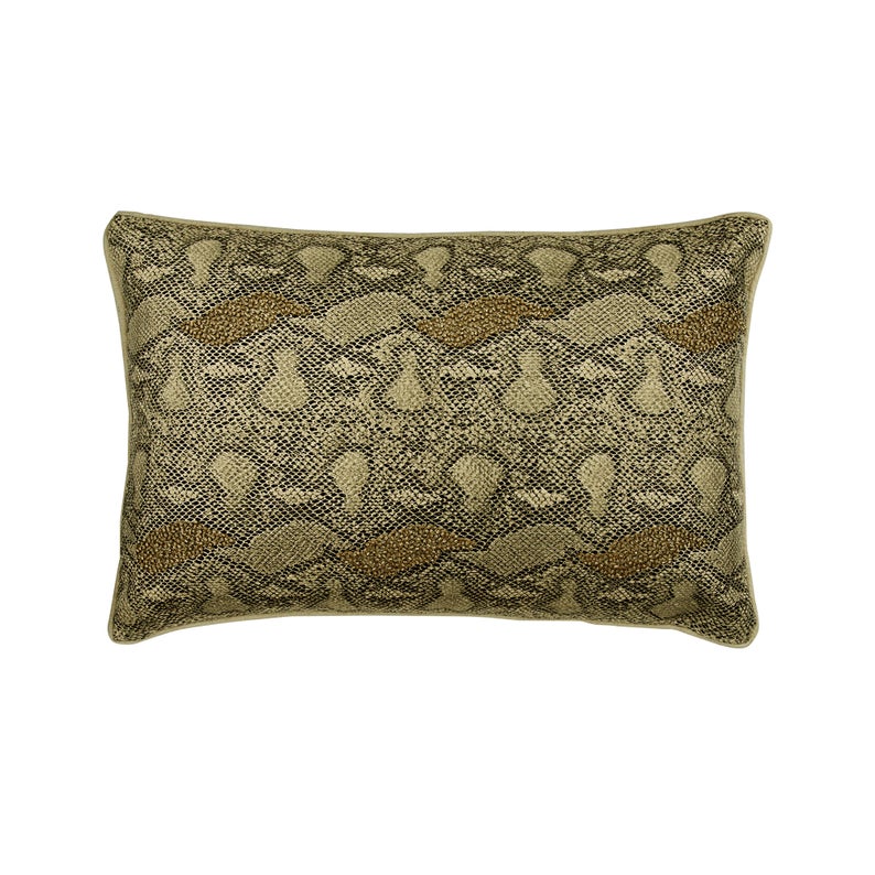 Gold Faux Leather Lumbar Pillow Cover, Animal Bling