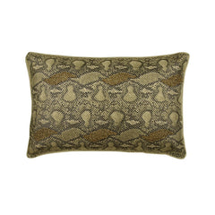 Gold Faux Leather Lumbar Pillow Cover, Animal Bling