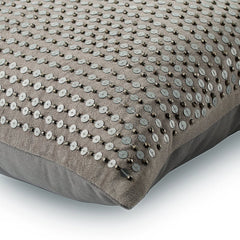 Silver Glow Embellished Throw Pillow Cover