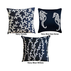 Sea Creature Themed Navy Blue Pillows