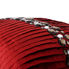 Deep Red Crystals - Red Art Silk Throw Pillow Cover