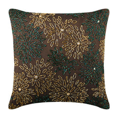 Floral Spark Brown Throw Pillow Cover