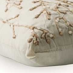 Jute Willow - Ivory Art Silk Throw Pillow Cover