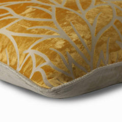 Mimosa Yellow Leaves - Mimosa Yellow Burnout Velvet Decorative Euro Sham