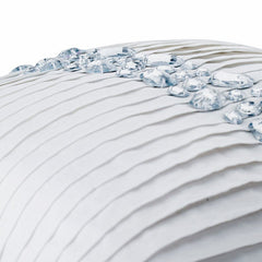 Precious Crystals - White Art Silk Throw Pillow Cover