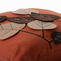 Spring Leaves - Rust Faux Suede Decorative Euro Sham