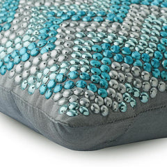 Turquoise Run - Turquoise Blue Art Silk Decorative Euro Sham