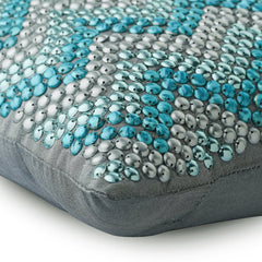 Turquoise Run - Turquoise Blue Art Silk Throw Pillow Cover