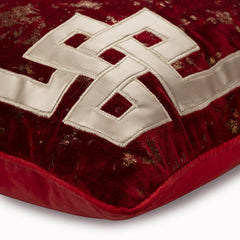 Greek Frame Red Velvet Geometric Throw Pillow Cover