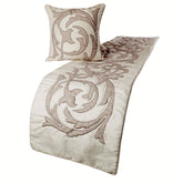 Ivory & Beige Linen Decorative Bed Runner and Pillow Cover, Pretty Dainty