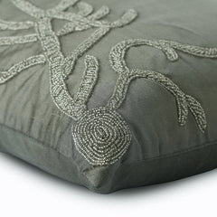 Coral Adornment - Gray Silver Art Silk Throw Pillow Cover