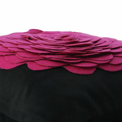 Hot Pink Rose - Beige & Ivory Faux Suede Throw Pillow Cover
