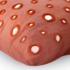 Mirror Fun - Peach Orange Art Silk Decorative Euro Sham