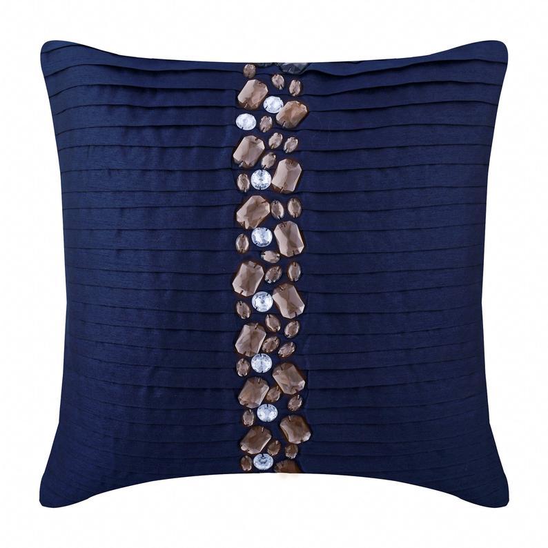 Navy Blue Crystals Euro Sham