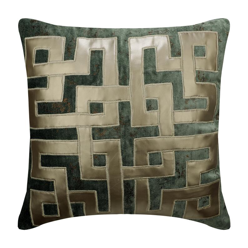 Greek Maze Teal Blue Throw Pillow Cover