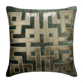 Greek Maze Teal Blue Throw Pillow Cover
