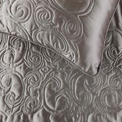 Silver Soft - Silver Satin Decorative Bed Runner and Pillow Cover