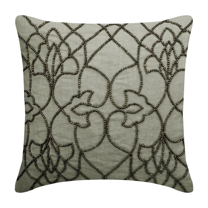 Grey Magnet Beaded Throw Pillow Cover