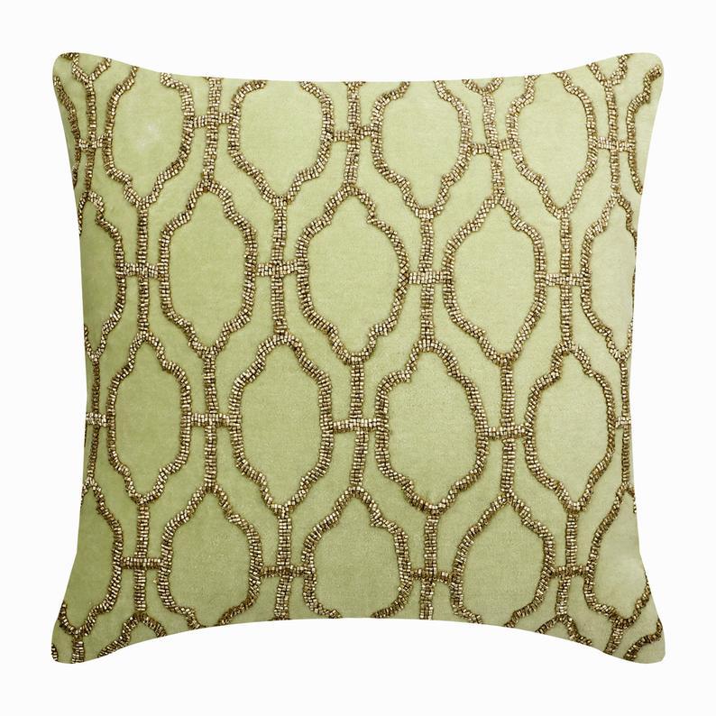 Minty Flavor Beaded Decorative Euro Sham