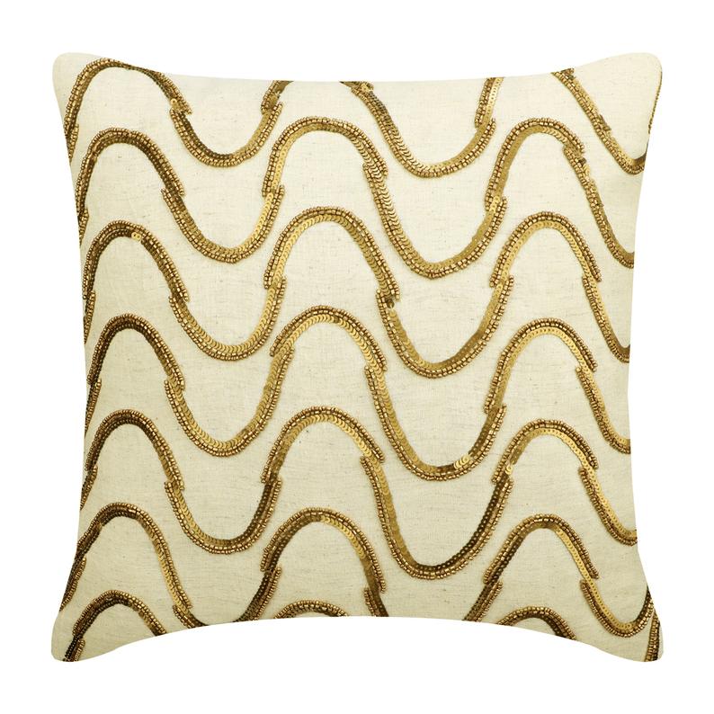Waving Gold Linen Throw Pillow Cover