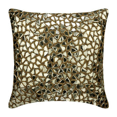 Shimmering Gold Beaded Throw Pillow Cover