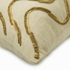Waving Gold Beaded Decorative Euro Sham