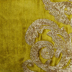 Gold Mythology Zardozi Embroidery Throw Pillow Cover