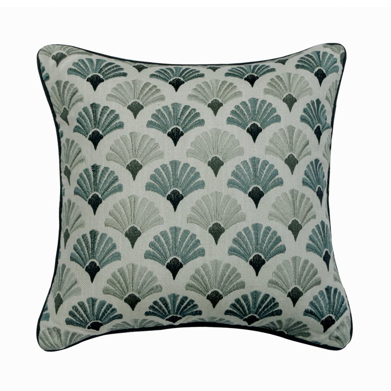 Flourish Blue Throw Pillow Cover