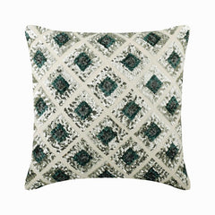 Winter Check - Gray Linen Throw Pillow Cover