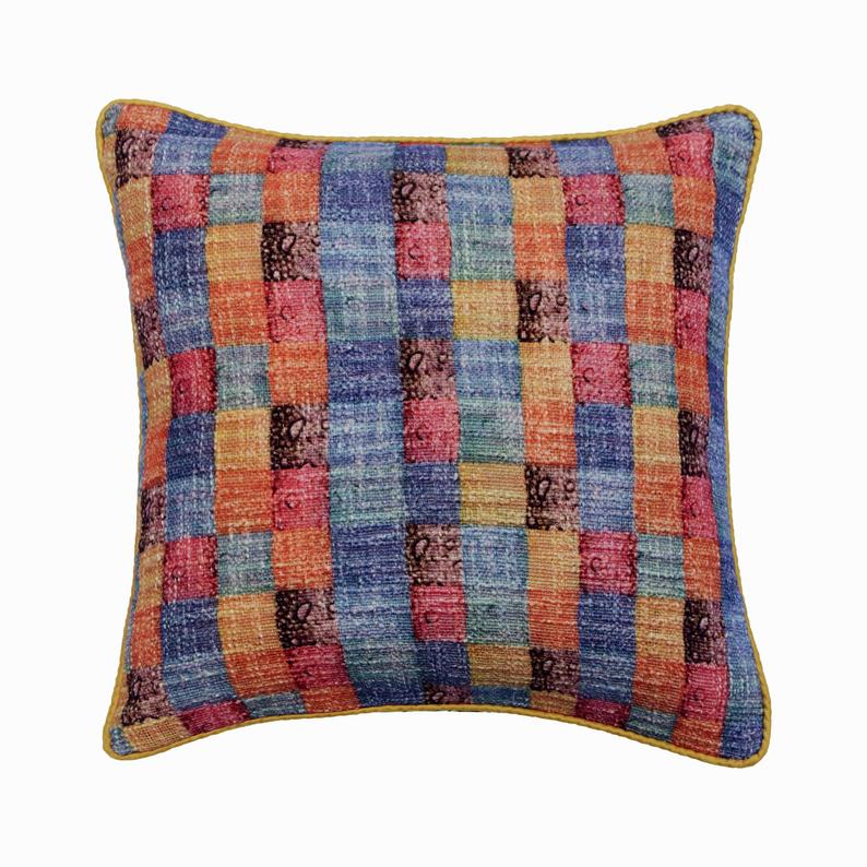 Hue Check Orange Throw Pillow Cover