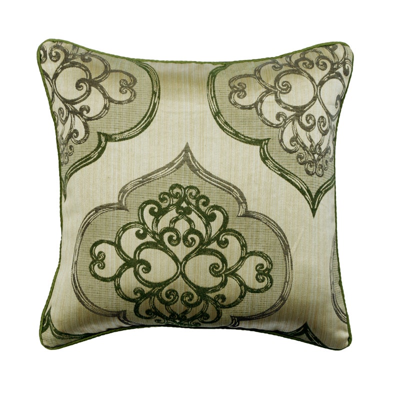 Green Damask Galore Throw Pillow Cover