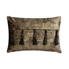 Tassel And Gold - Gold Velvet Suede Lumbar Pillow Cover