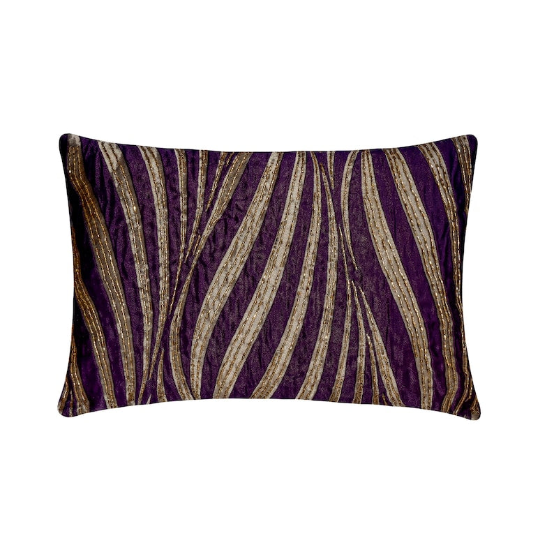 Purple N Gold Waves Lumbar Pillow Cover