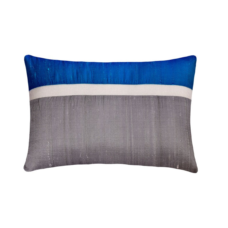 Plush Royal Blue Silk Lumbar Pillow Cover