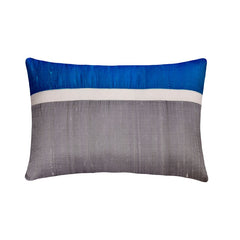 Plush Royal Blue Silk Lumbar Pillow Cover