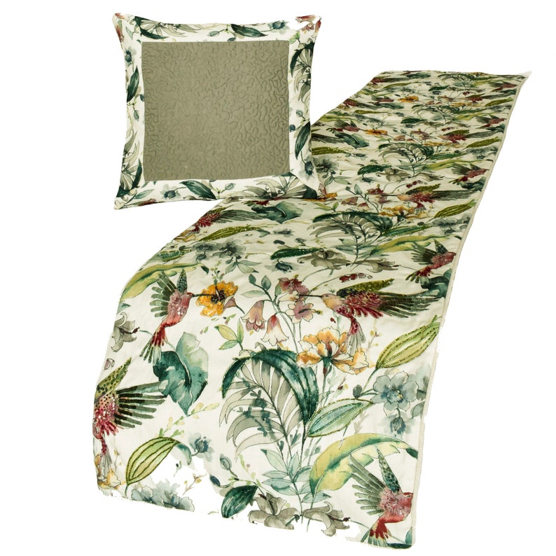 Exotic Birds Decorative Bed Runner and Pillow Cover