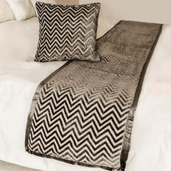 Grey Crystal Chevy Decorative Bed Runner and Pillow Cover